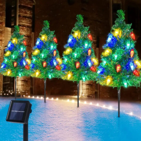 4 sapins de noel extérieur LED solaire