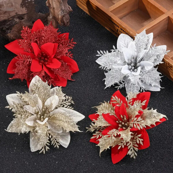 fleur de noellumineux feuille 10 pièces