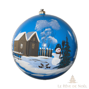 Boule de Noël faite main bleu clair bonhomme de neige