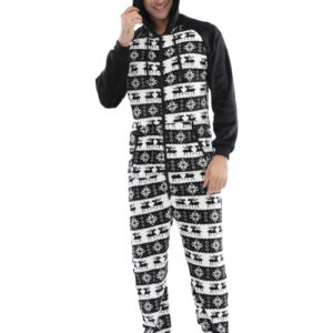 ensemble pyjama polaire noir et blanc homme