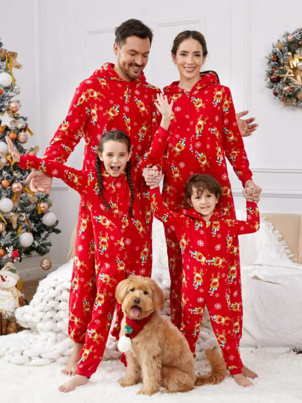 pyjama familial de noel renne festive