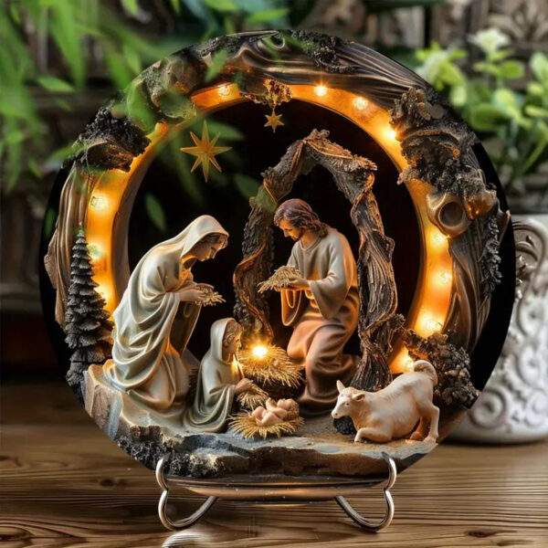 crèche en bois noellumineux