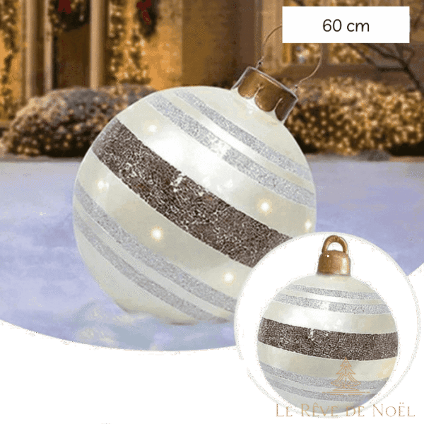 Boule de Noël gonflable lumineuse argent