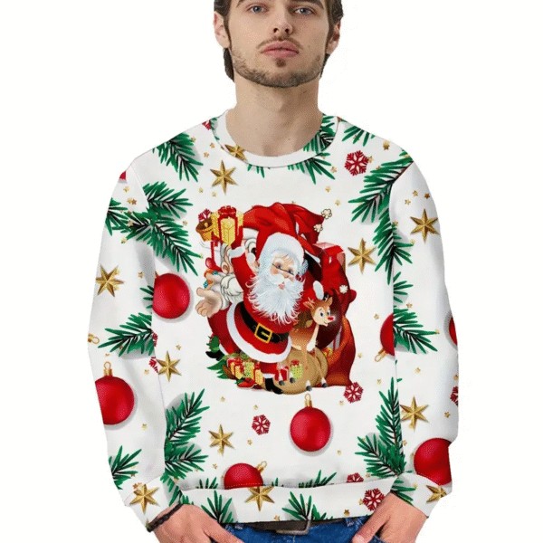 pull de Noël homme père Noël et renne