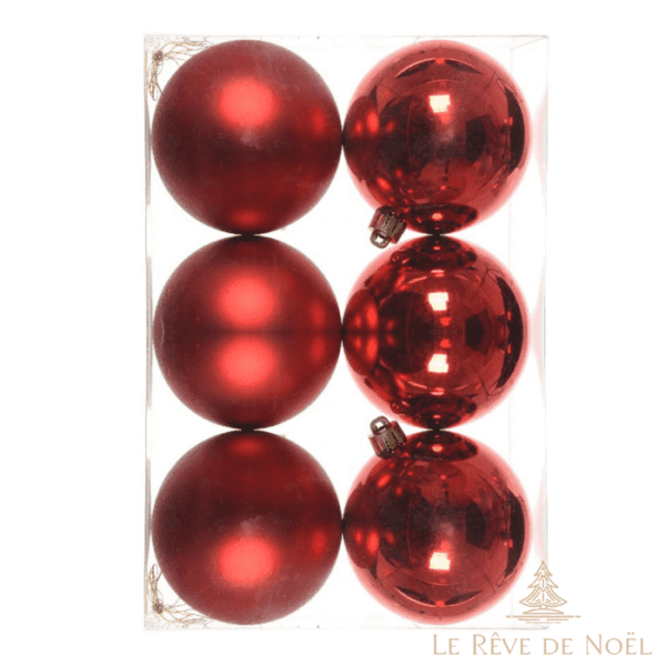 Lot de 6 boules de Noël rouges