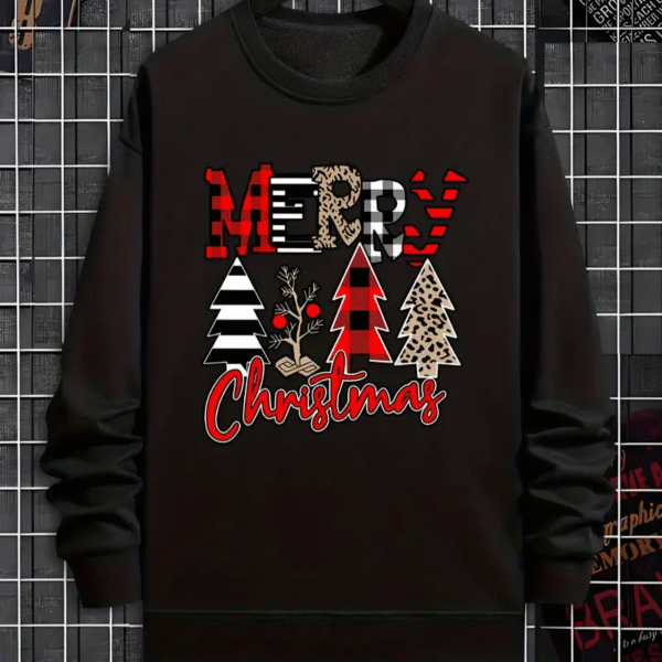Pull de Noel Homme Merry Christmas avec sapins