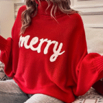 Pull rouge festif Noël