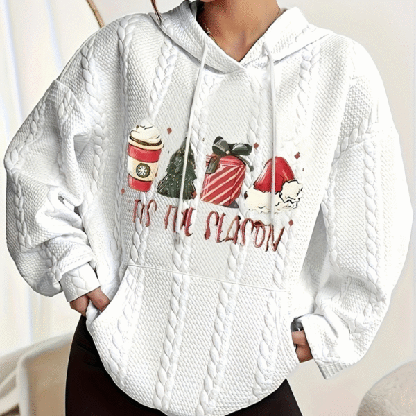 Sweat à Capuche Blanc Femme Noel