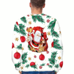 pull homme père Noël et renne festif