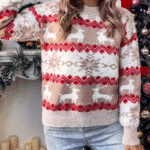 Pull de Noël avec motifs de rennes