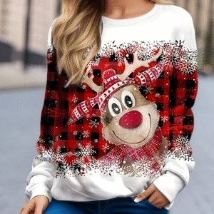 Pull de Noël Femme Renne Festif