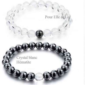 bracelets de distance hématite et cristal de roche