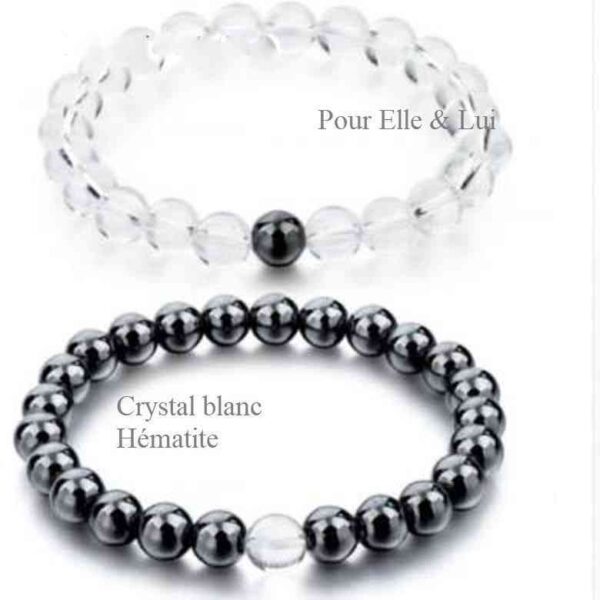 bracelets de distance hématite et cristal de roche