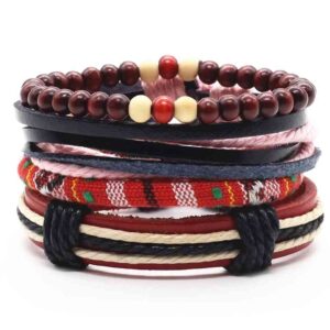 bracelet tibétain en cuir et tissu