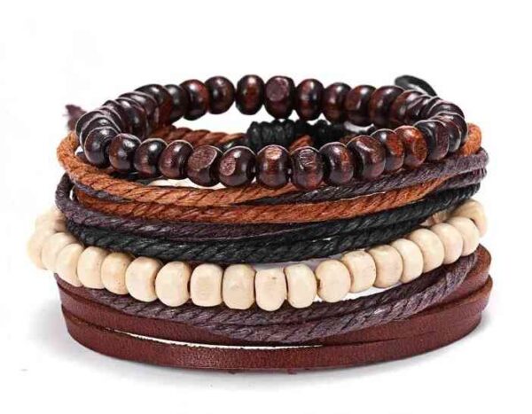 bracelets tendance homme cuir bois