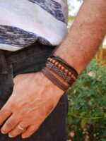 bracelets homme cuir bois tendance
