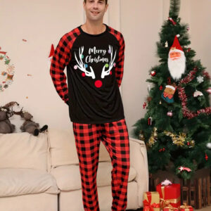 Pyjama carreaux rouge et noir homme