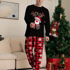 pyjama cerf de noel rouge et noir