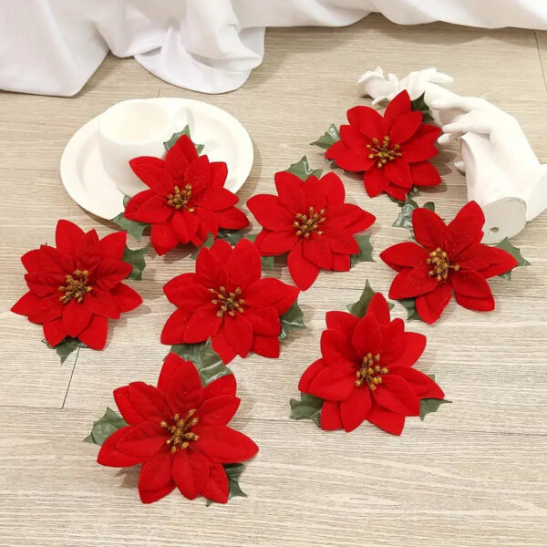 Fleur de Noel Feuille Rouge en décoration