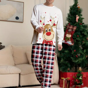 Pyjama Renne Blanc Carreaux Homme