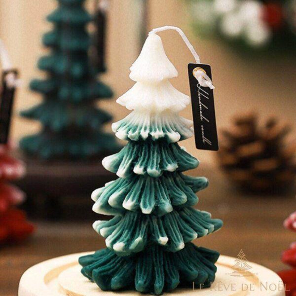 Bougie de Noël en cire de soja Sapin blanc et vert