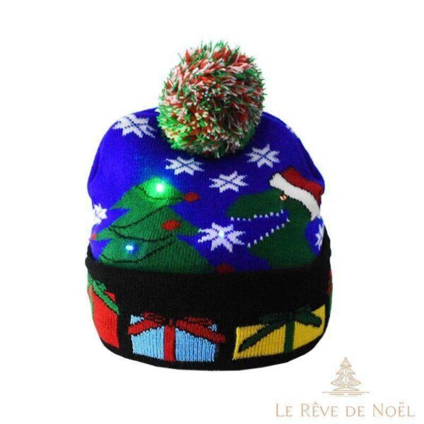 Bonnet de Noël bleu avec LED