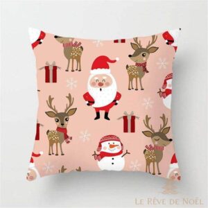 housse de coussin noël rose élégante