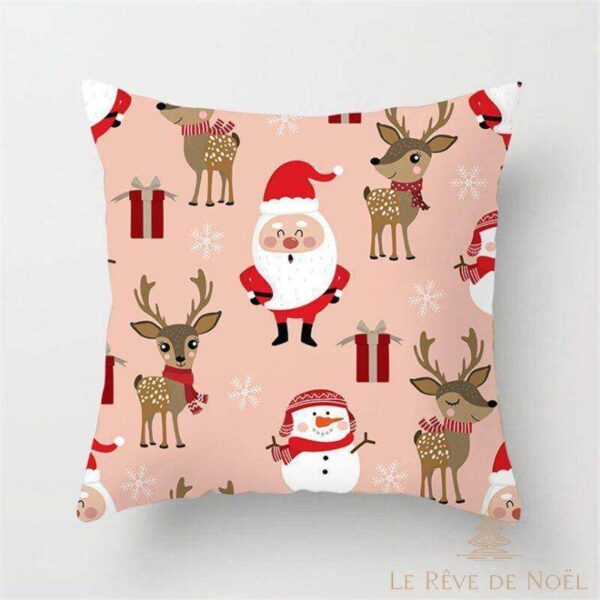 housse de coussin noël rose élégante