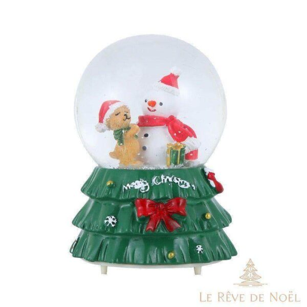 boule à neige lumineuse sapin