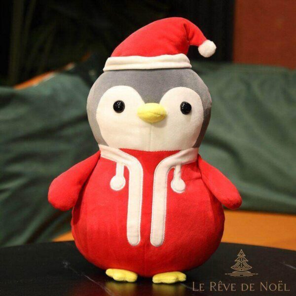 peluche pingouin père noellumineux rouge