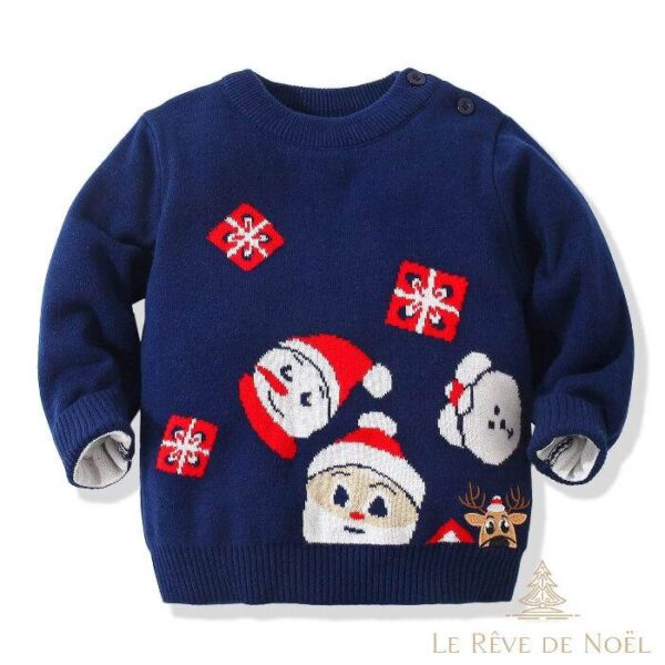 pull de Noël enfant bleu marine