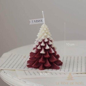 Bougie de Noël Sapin rouge enneigé