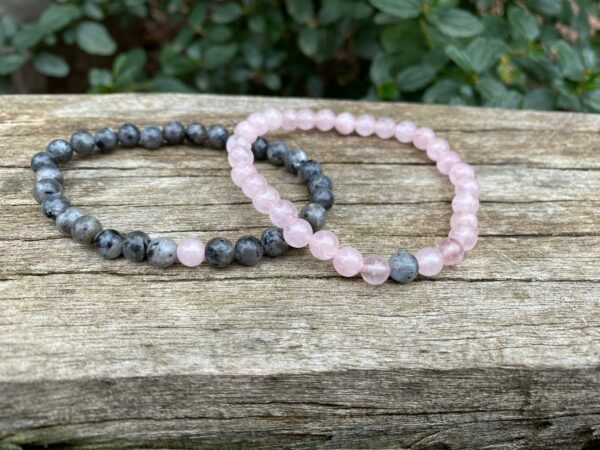 bracelets élastiques Labradorite Quartz Rose
