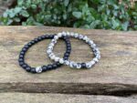 bracelets couples Agate noire et Jaspe Dalmatien