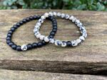 bracelet pour couple Agate noire Jaspe Dalmatien