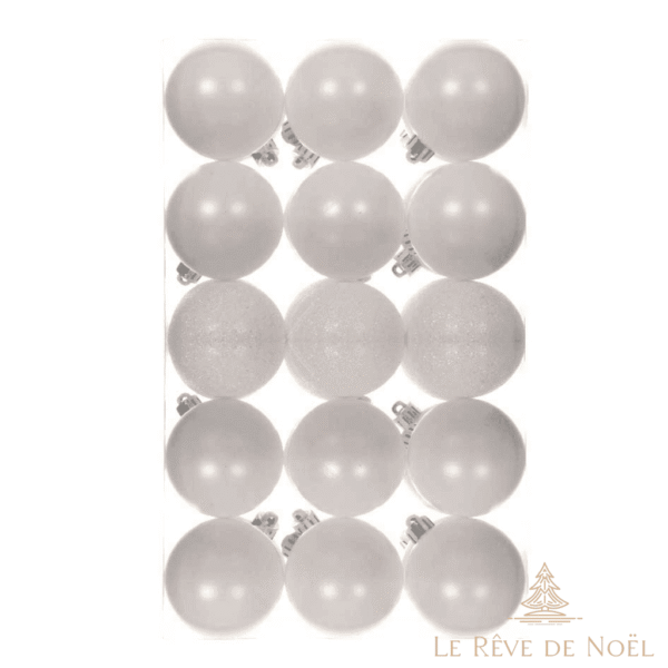 lot de 30 boules de noellumineux blanches 6 cm