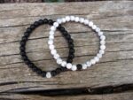 bracelets agate noire howlite blanche