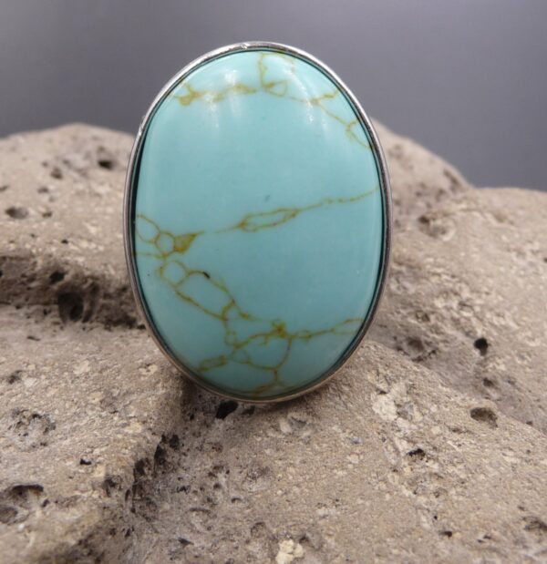 bague réglable Pierre ovale en Turquoise de Russie