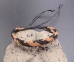 bracelet en cuir tressé naturel et noir