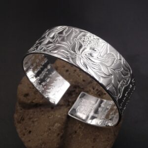 Bracelet Tibétain Sutra du Lotus en argent