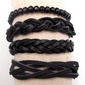 ensemble de bracelets noirs manchette homme
