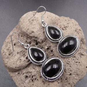 boucles d'oreilles ethniques berbères en onyx