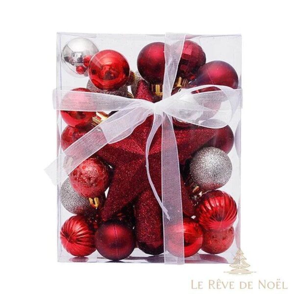 Petit kit de décorations de Noël Rouge et argent