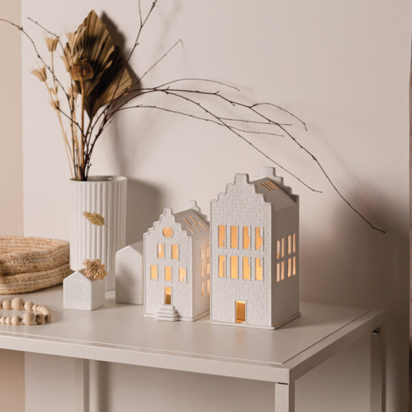 photophore maison briques porcelaine