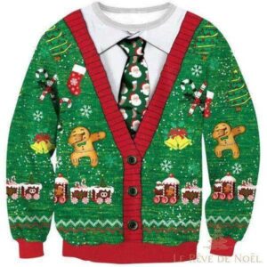 Pull de Noël Cravate verte