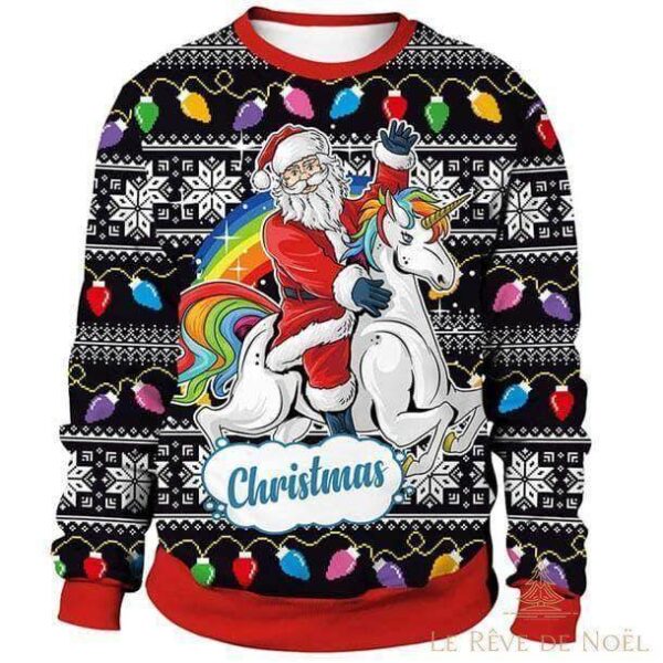 pull de Noël licorne en fête