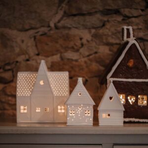 photophore maison en pain d'épices en porcelaine