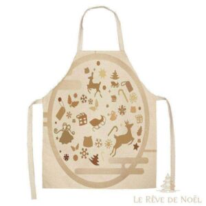 tablier de Noël beige