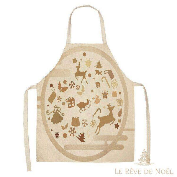 tablier de Noël beige