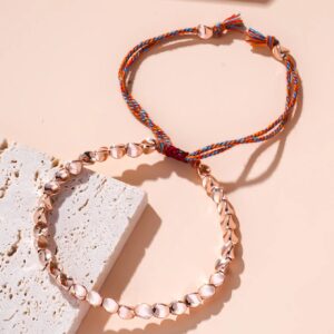 bracelet de chance en perles de cuivre rose